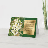 金ゴールドエレガントグリーンバイブルフローラ写真クリスマス シーズンカード (正面)