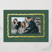 金ゴールドエレガントグリーンバブル写真クリスマスフレーム 箔シーズンカード (正面)