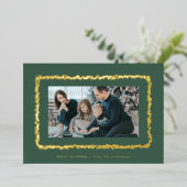 金ゴールドエレガントグリーンバブル写真クリスマスフレーム 箔シーズンカード (立ち正面)