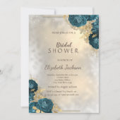 金ゴールドエレガントグリーンバラブライダルシャワー招待 招待状 (正面)