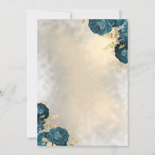 金ゴールドエレガントグリーンバラブライダルシャワー招待 招待状 (裏面)