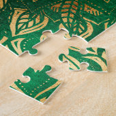 金ゴールドエレガントグリーンマンダラフローラ ジグソーパズル (側面)