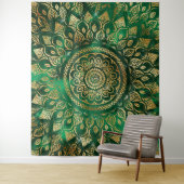 金ゴールドエレガントグリーンマンダラフローラ タペストリー (インサイチュ)