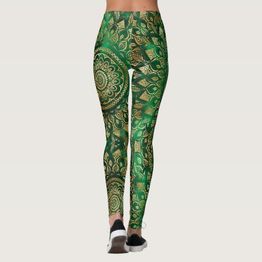 金ゴールドエレガントグリーンマンダラフローラ レギンス (裏面)