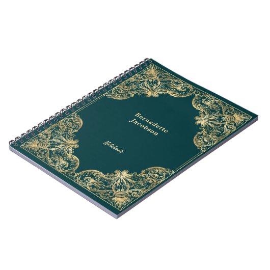 金ゴールドエレガントグリーンミニマルパーソナライズされたリスト ノートブック (左側)