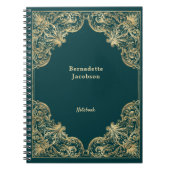 金ゴールドエレガントグリーンミニマルパーソナライズされたリスト ノートブック (正面)