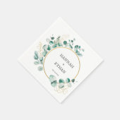 金ゴールドエレガントグリーンユーカリパーソナライズされた スタンダードカクテルナプキン (角)