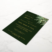 金ゴールドエレガントグリーンユーカリブライダルシャワー 箔招待状 (回転した状態)