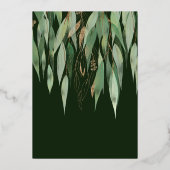 金ゴールドエレガントグリーンユーカリブライダルシャワー 箔招待状 (裏面)