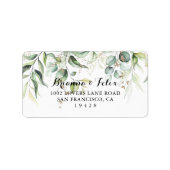 金ゴールドエレガントグリーンリーウェディングRSVPアドレス ラベル (正面)