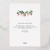 金ゴールドエレガントグリーンリース写真メリークリスマス 箔シーズンカード (裏面)