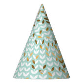 金ゴールドエレガントグリーンリーフパターン パーティーハット (左)