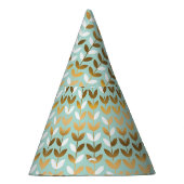 金ゴールドエレガントグリーンリーフパターン パーティーハット (右)