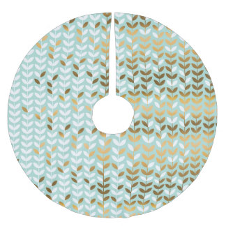 金ゴールドエレガントグリーンリーフパターン ブラッシュドポリエステルツリースカート