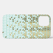 金ゴールドエレガントグリーンリーフパターン Case-Mate iPhoneケース (裏面 (横))