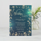 金ゴールドエレガントグリーン会社クリスマスパーティー 招待状 (スタンド正面)