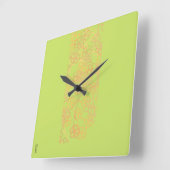 金ゴールドエレガントグリーン抽象芸術フローラルパターン スクエア壁時計 (傾斜)