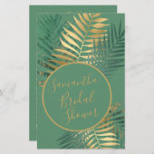 金ゴールドエレガントグリーン熱帯ブライダルシャワーゲーム (正面/裏面)