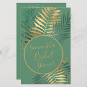 金ゴールドエレガントグリーン熱帯ブライダルシャワーゲーム (正面/裏面)