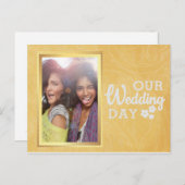 金ゴールドエレガントゲイレズビアン日付写真を保存 案内ポストカード (正面/裏面)