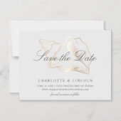 金ゴールドエレガントコンチシェルウェディング日付を保存 マグネット招待状 (正面)