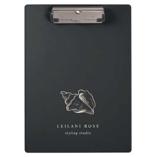 金ゴールドエレガントコンチシェルパーソナライズされた クリップボード (正面)