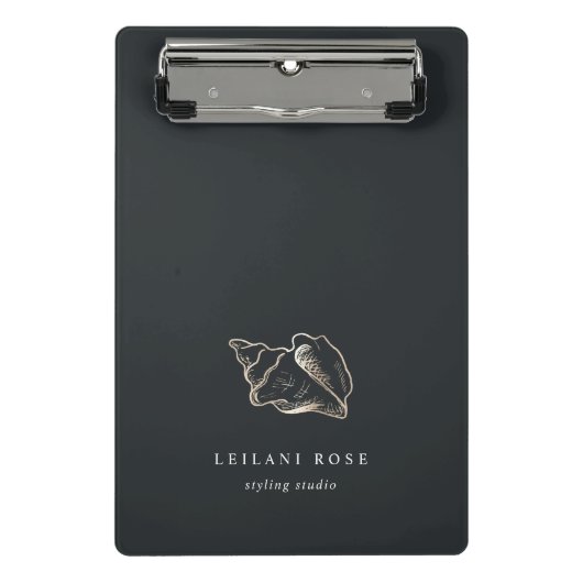 金ゴールドエレガントコンチシェルパーソナライズされた ミニクリップボード (正面)