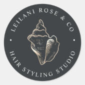 金ゴールドエレガントコンチシェルパーソナライズされた ラウンドシール (正面)