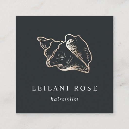 金ゴールドエレガントコンチシェル スクエア名刺 (正面)