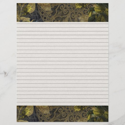 金ゴールドエレガントゴシック様式のナイトライン付きレシピページ挿入 (正面)