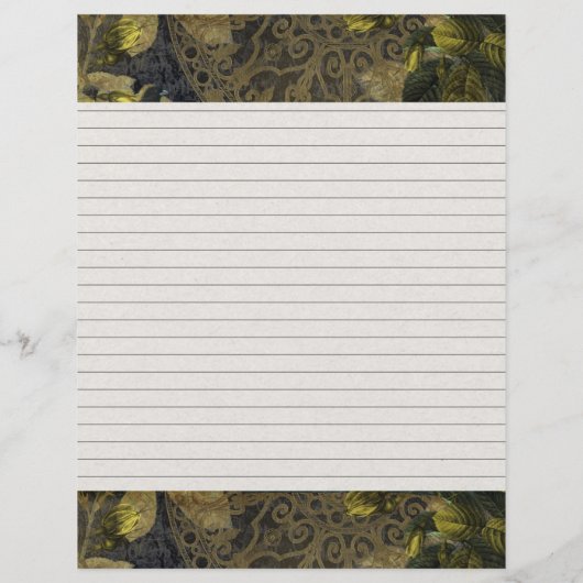 金ゴールドエレガントゴシック様式のナイトライン付きレシピページ挿入 (裏面)