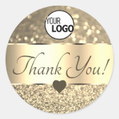 金ゴールドエレガントゴールデングリッタースターズサンキューロゴ ラウンドシール (正面)