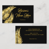 金ゴールドエレガントゴールデンパームズブラックビジネスカード 名刺 (正面/裏面)