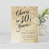 金ゴールドエレガントサプライズ40歳の誕生日 招待状 (スタンド正面)