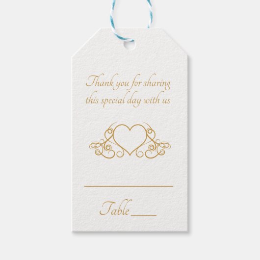 金ゴールドエレガントサンキューハートウェディングパーティー護衛 ギフトタグ (正面)