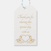 金ゴールドエレガントサンキューハート結婚式の引き出物パーティー ギフトタグ (正面)