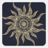 金ゴールドエレガントサンマンダラブルーネブラデザイン スクエアシール (正面)