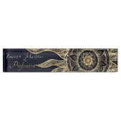 金ゴールドエレガントサンマンダラブルーネブラデザイン デスクネームプレート (正面)