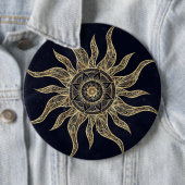 金ゴールドエレガントサンマンダラブルーネブラデザイン 缶バッジ (インサイチュ)