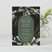 金ゴールドエレガントサークルユーカリプトゥスボホモスグリーン 招待状 (スタンド正面)