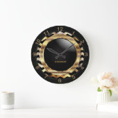 金ゴールドエレガントシェブロンデザイン ラージ壁時計 (ホーム)