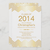 金ゴールドエレガントシェブロン卒業パーティー招待状 招待状 (正面/裏面)