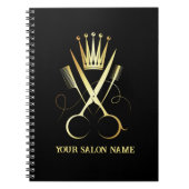 金ゴールドエレガントシザーとブラックアポイントメントサロン ノートブック (正面)