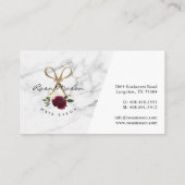 金ゴールドエレガントシザーと赤水カラーフローラロゴ 名刺 (裏面)