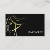 金ゴールドエレガントシザー手書きタイポグラフィ 名刺 (正面)
