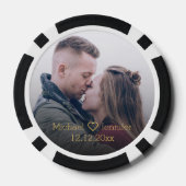 金ゴールドエレガントシックなスクリプトカップル写真記念日 ポーカーチップ (裏面)