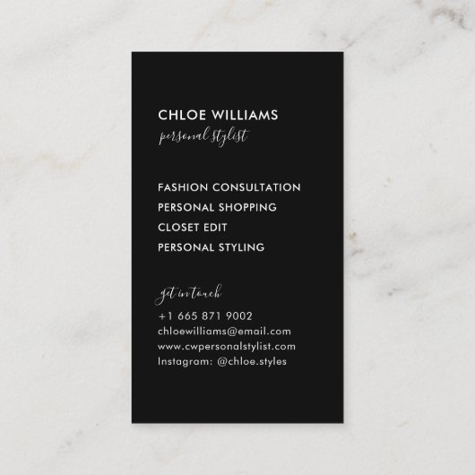 金ゴールドエレガントシックグラデーショングラディエント黒スクリプト 名刺 (裏面)