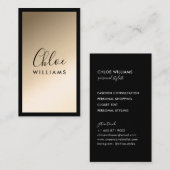 金ゴールドエレガントシックグラデーショングラディエント黒スクリプト 名刺 (正面/裏面)