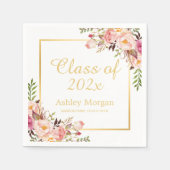 金ゴールドエレガントシックフローラ卒業党 スタンダードカクテルナプキン (正面)