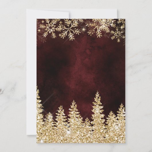 金ゴールドエレガントシック冬のクリスマスフォト結婚ズ 招待状 (裏面)